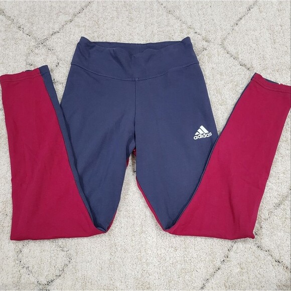 Adidas Women's Leggings XS Long High Rise Colorblock Activewear Sporty - Picture 1 of 9